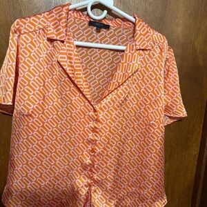 Orange Patterned Women's Top